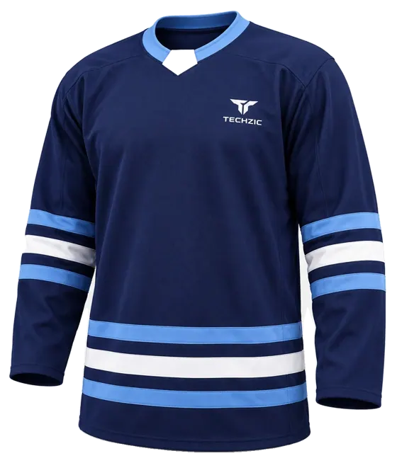 TECHZIC Select Striped Hockey Jersey in Navy / Sky / White