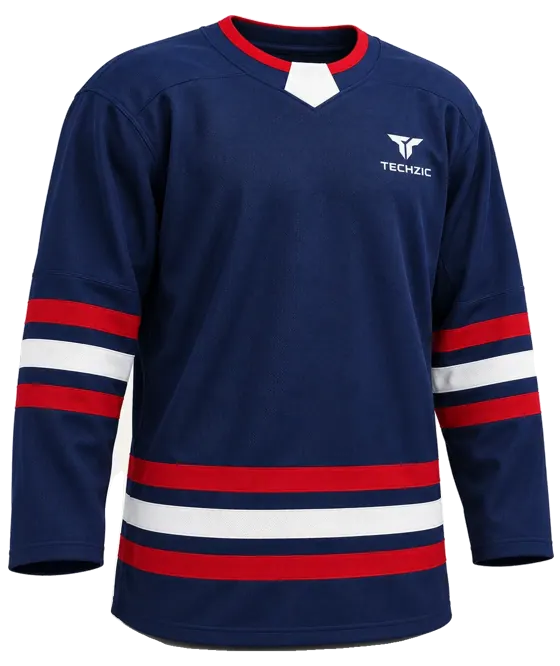 TECHZIC Select Striped Hockey Jersey in Navy / Red / White