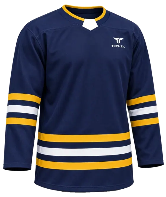 TECHZIC Select Striped Hockey Jersey in Navy / Tuscan Gold / White