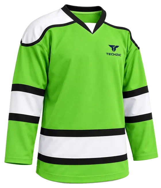 TECHZIC Contour Panel Hockey Jersey - Lime Green / White / Black