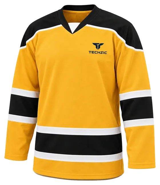 TECHZIC Contour Panel Hockey Jersey in Gold / Black / White