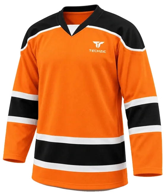 TECHZIC Contour Panel Hockey Jersey in Orange / Black / White