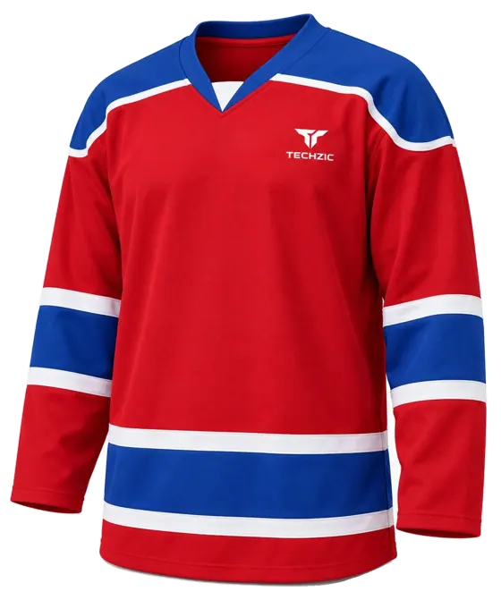TECHZIC Contour Panel Hockey Jersey in Red / Royal / White