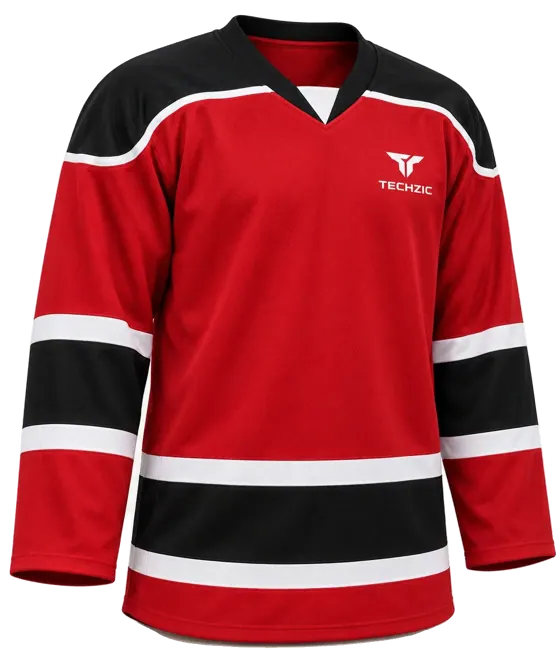 TECHZIC Contour Panel Hockey Jersey in Red / Black / White