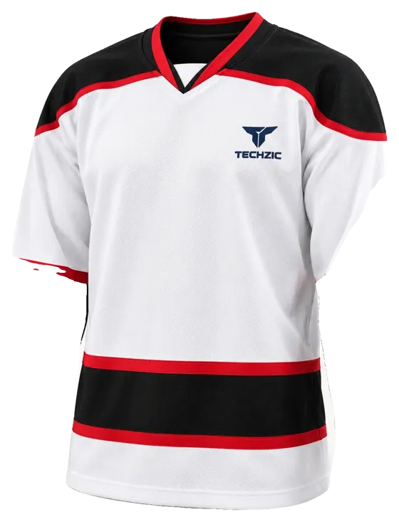 TECHZIC Contour Panel Hockey Jersey in White / Black / Red