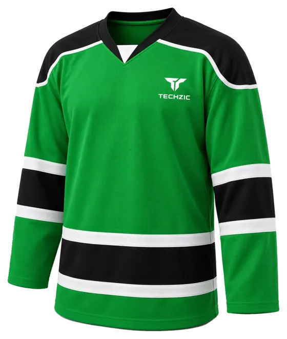 TECHZIC Contour Panel Hockey Jersey in Kelly / Black / White