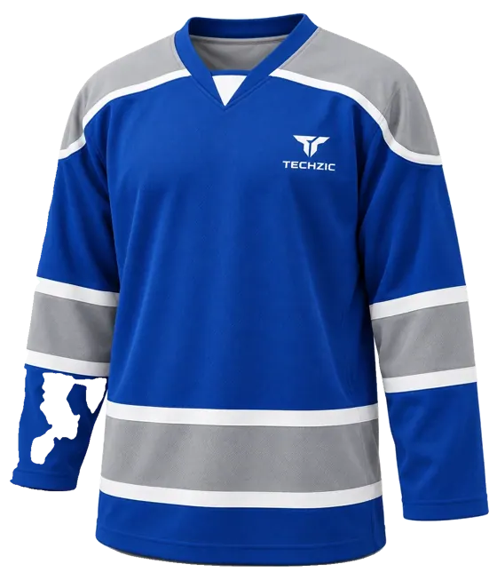 TECHZIC Contour Panel Hockey Jersey in Royal / Grey / White