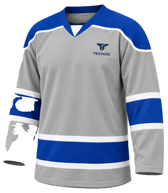 TECHZIC Contour Panel Hockey Jersey in Grey / Royal / White