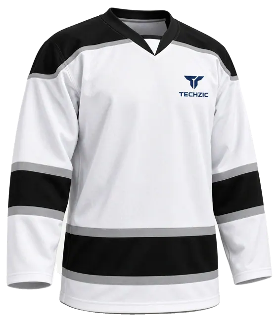TECHZIC Contour Panel Hockey Jersey in White / Black / Grey
