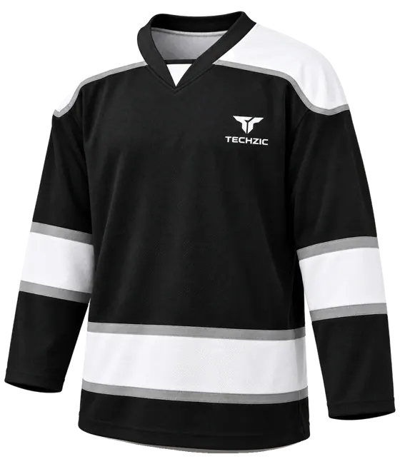 TECHZIC Contour Panel Hockey Jersey in Black / White / Grey
