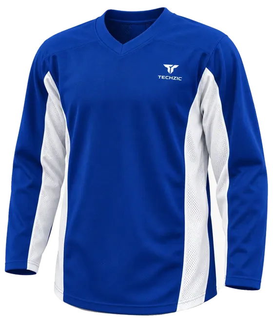 TECHZIC Mesh Side Panel Hockey Jersey - Royal / White
