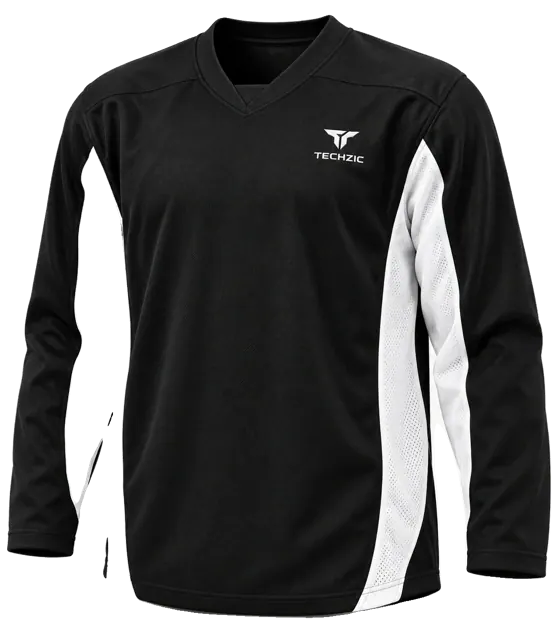 TECHZIC Mesh Side Panel Hockey Jersey in Black / White