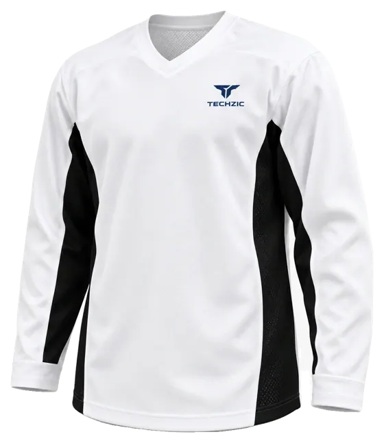 TECHZIC Mesh Side Panel Hockey Jersey in White / Black