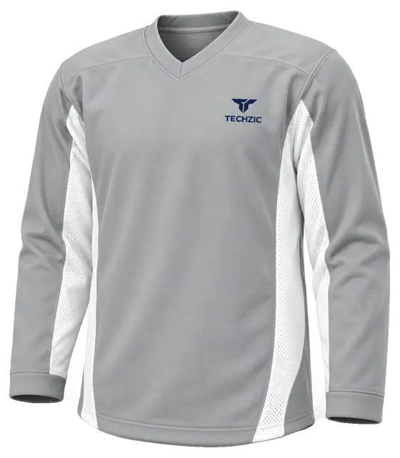TECHZIC Mesh Side Panel Hockey Jersey in Grey / White