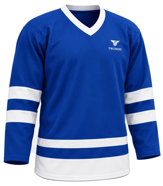TECHZIC League Striped Hockey Jersey in Royal / White