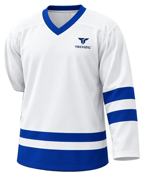 TECHZIC League Striped Hockey Jersey in White / Royal
