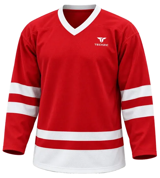 TECHZIC League Striped Hockey Jersey in Red / White