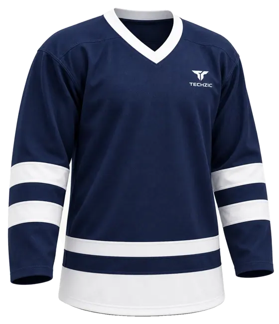 TECHZIC League Striped Hockey Jersey in Navy / White