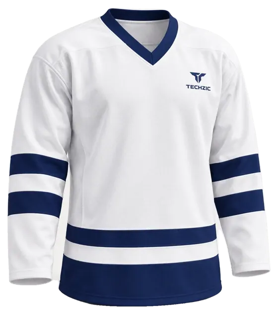 TECHZIC League Striped Hockey Jersey in White / Navy