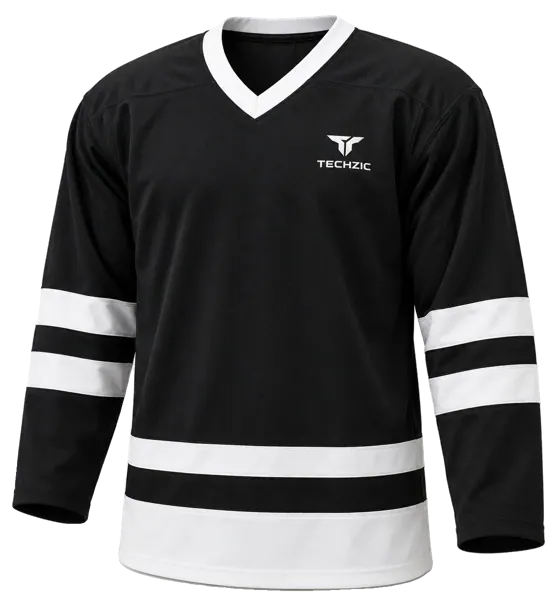 TECHZIC League Striped Hockey Jersey in Black / White
