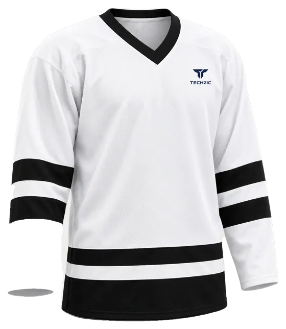 TECHZIC League Striped Hockey Jersey in White / Black