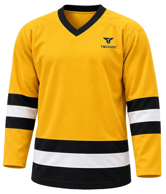 TECHZIC League Striped Hockey Jersey in Gold / Black / White