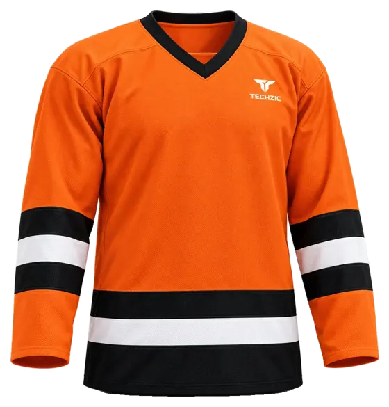 TECHZIC League Striped Hockey Jersey in Orange / Black / White