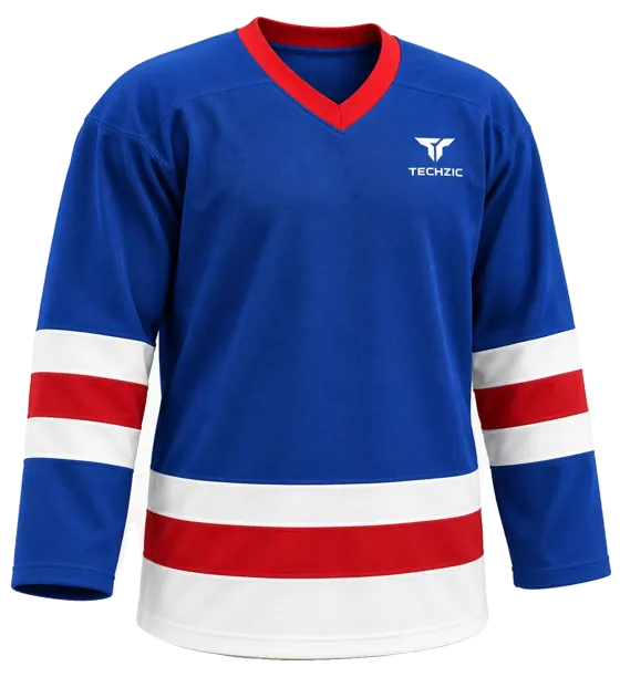 TECHZIC League Striped Hockey Jersey in Royal / White / Red