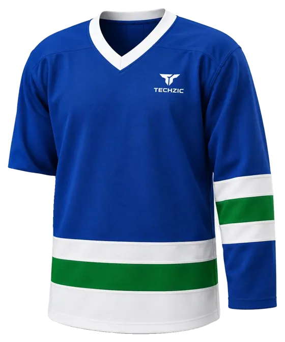 TECHZIC League Striped Hockey Jersey in Royal / White / Kelly