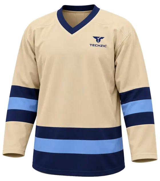 TECHZIC League Striped Hockey Jersey in Sand / Navy / Sky