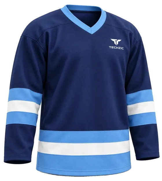 TECHZIC League Striped Hockey Jersey in Navy / Sky / White