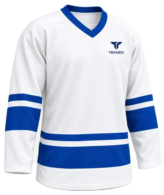 TECHZIC League Banded Hockey Jersey in White / Royal