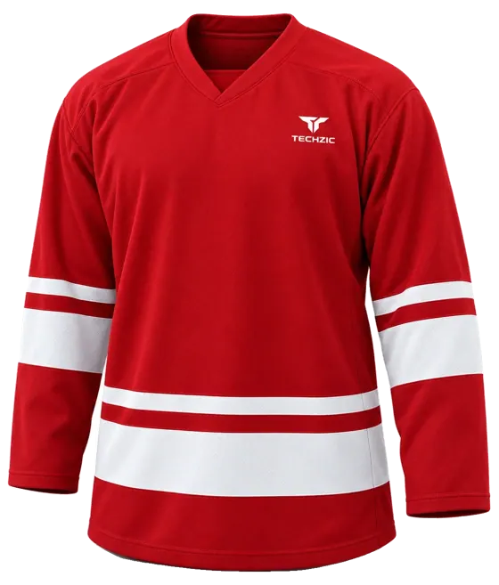 TECHZIC League Banded Hockey Jersey in Red / White