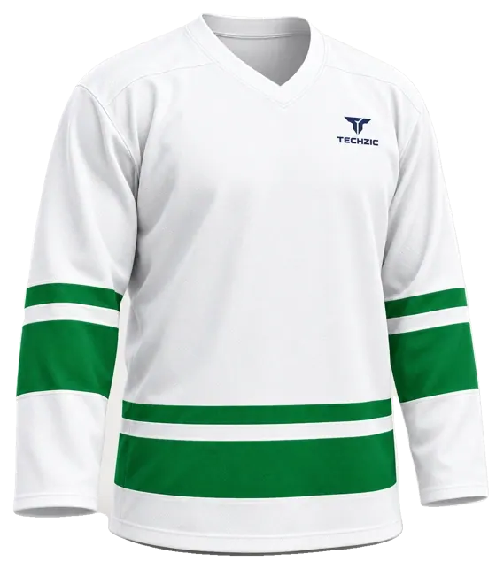 TECHZIC League Banded Hockey Jersey in White / Kelly