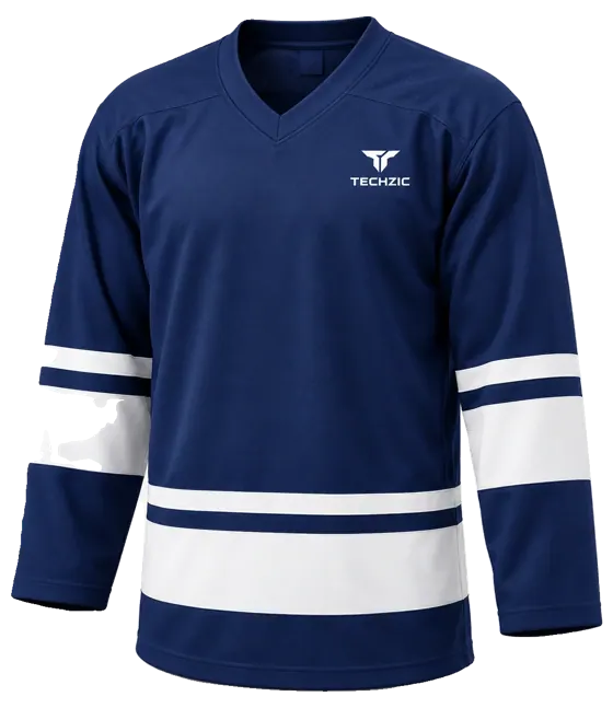 TECHZIC League Banded Hockey Jersey in Navy / White