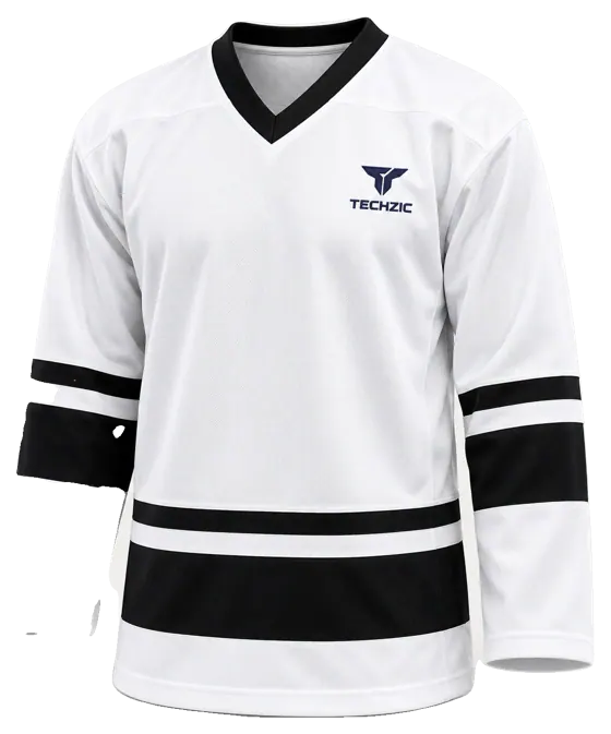 TECHZIC League Banded Hockey Jersey in White / Black