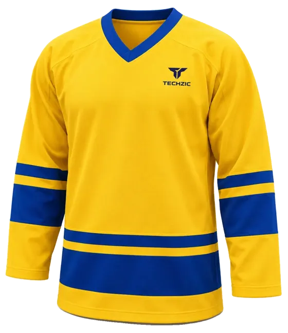 TECHZIC League Banded Hockey Jersey in Maize / Royal
