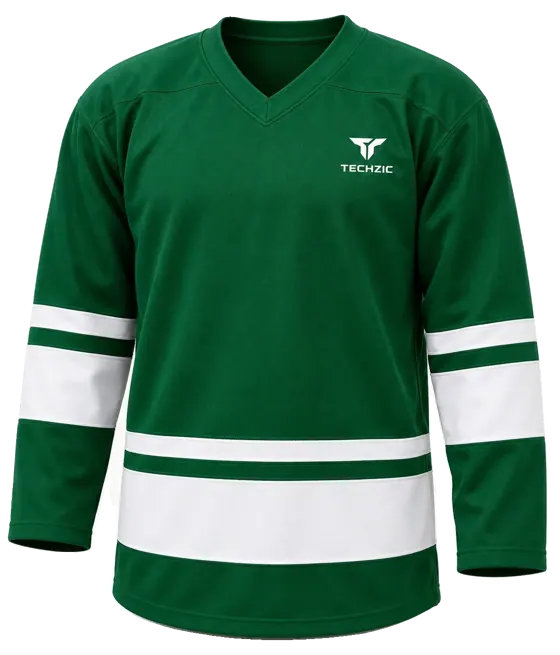 TECHZIC League Banded Hockey Jersey in Dark Green / White