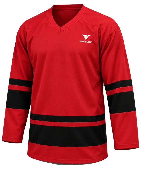 TECHZIC League Banded Hockey Jersey in Red / Black