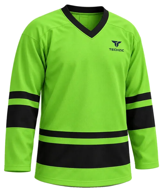 TECHZIC League Banded Hockey Jersey in Lime Green / Black