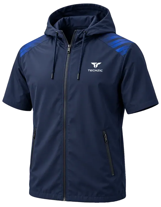 TECHZIC Short-Sleeve Full-Zip Hooded Training Shell