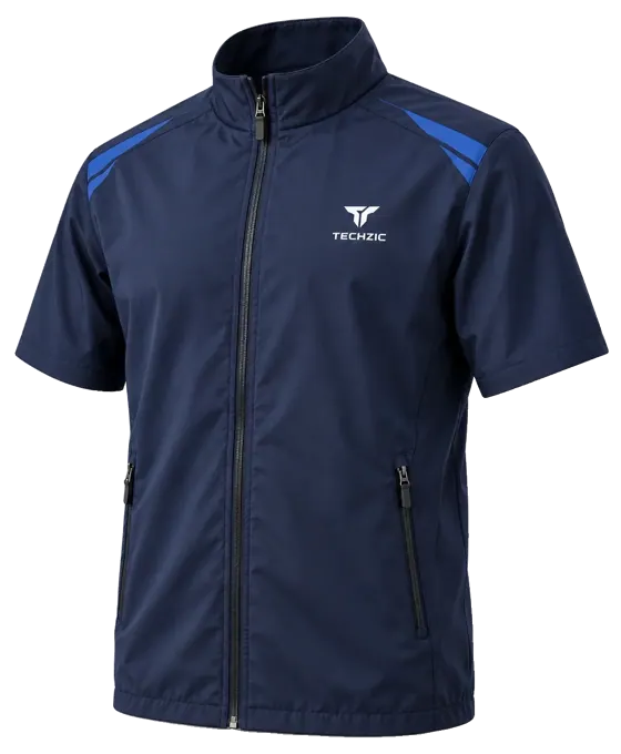 TECHZIC Short-Sleeve Full-Zip Stand-Collar Training Shell