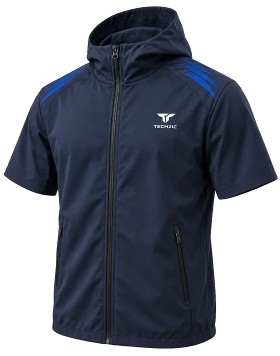 TECHZIC Short-Sleeve Full-Zip Scuba-Hood Training Shell