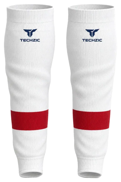 TECHZIC Knit Hockey Socks - K630-000 in White / Red