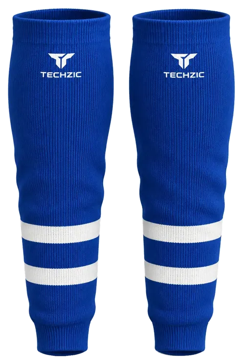 TECHZIC Knit Hockey Socks - K630-000 in Royal Blue / White · Design 1