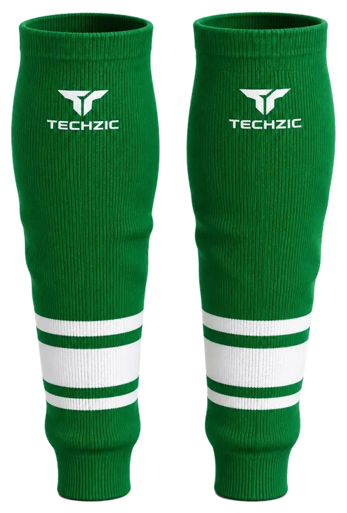 TECHZIC Knit Hockey Socks - K630-000 in Kelly Green / White