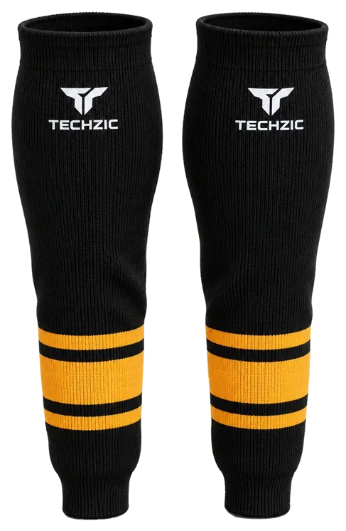 TECHZIC Knit Hockey Socks - K630-000 in Black / Gold