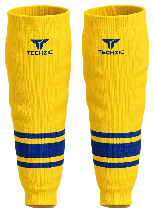 TECHZIC Knit Hockey Socks - K630-000 in Maize / Royal Blue