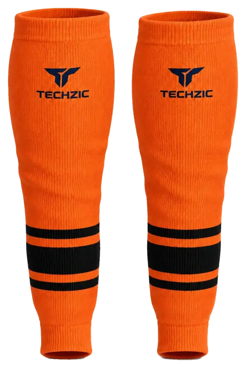 TECHZIC Knit Hockey Socks - K630-000 in Orange / Black