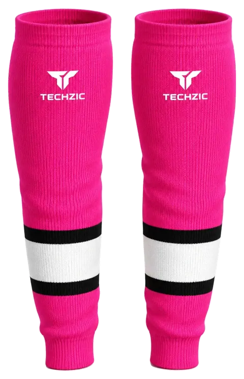 TECHZIC Knit Hockey Socks - K630-000 in Hot Pink / Black / White